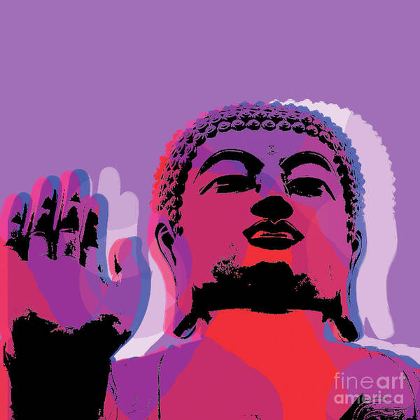 Buddha Art Print featuring the digital art Buddha Pop Art - Warhol style #2 by Jean luc Comperat
