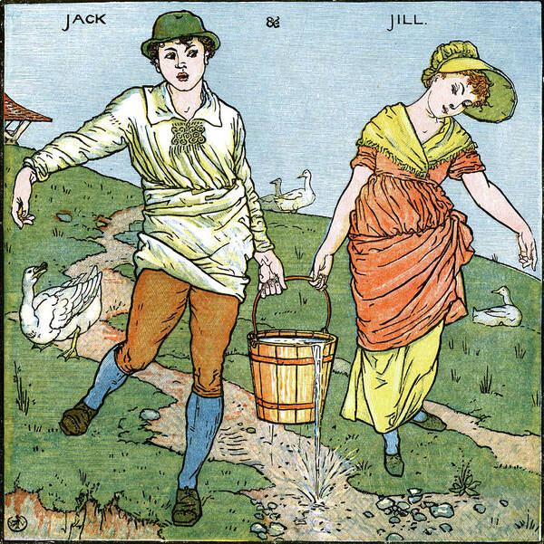 Rhymes Art Print featuring the painting Jack and Jill #2 by Walter Crane