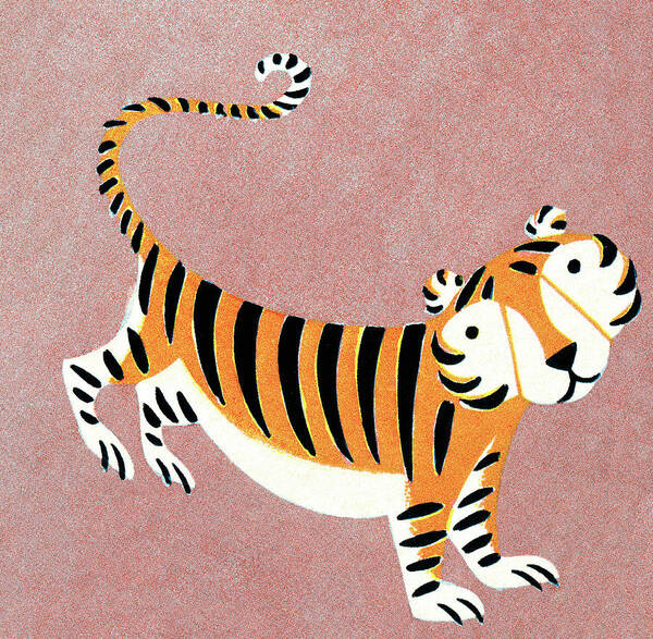 Animal Art Print featuring the drawing Tiger #25 by CSA Images