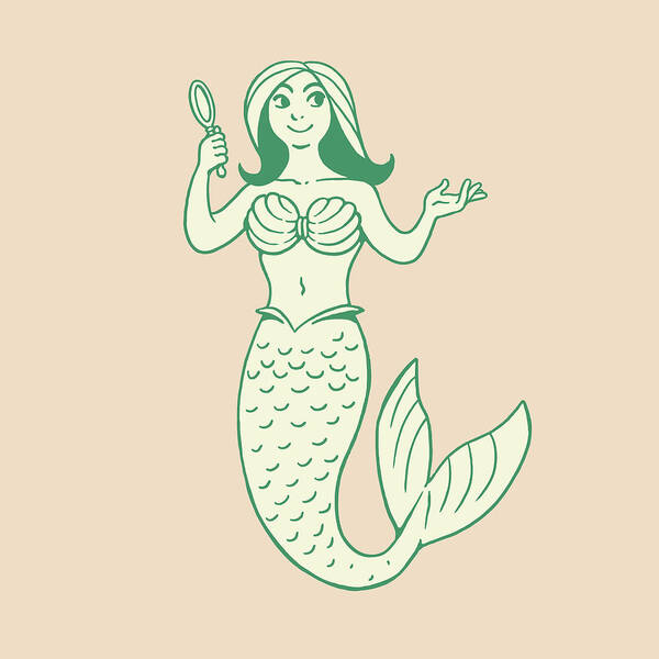 Beautiful Art Print featuring the drawing Mermaid #28 by CSA Images