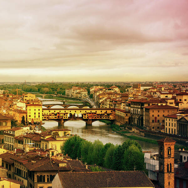 Scenics Art Print featuring the photograph Florence, Ponte Vecchio #3 by Deimagine