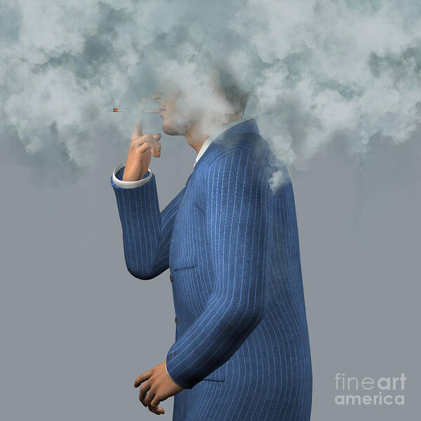 Nervous System Art Print featuring the photograph Man Smoking Cigarettes #4 by Fernando Da Cunha/science Photo Library