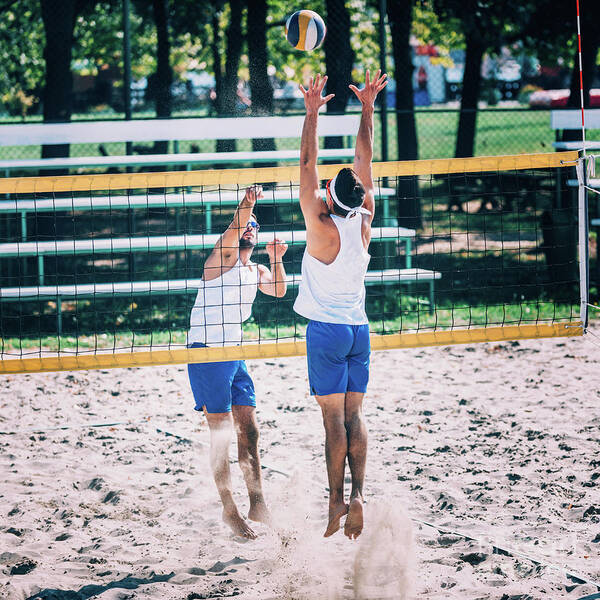 Beach Volleyball Art Print featuring the photograph Beach Volleyball Game #6 by Microgen Images/science Photo Library