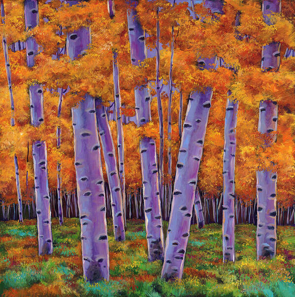 Aspen Trees Art Print featuring the painting A Chance Encounter by Johnathan Harris