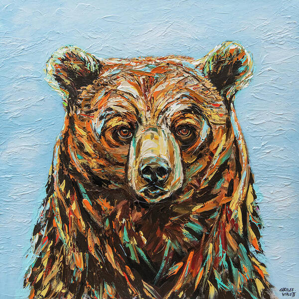 Animals Nature Art Print featuring the painting A Large Bear by Carolee Vitaletti
