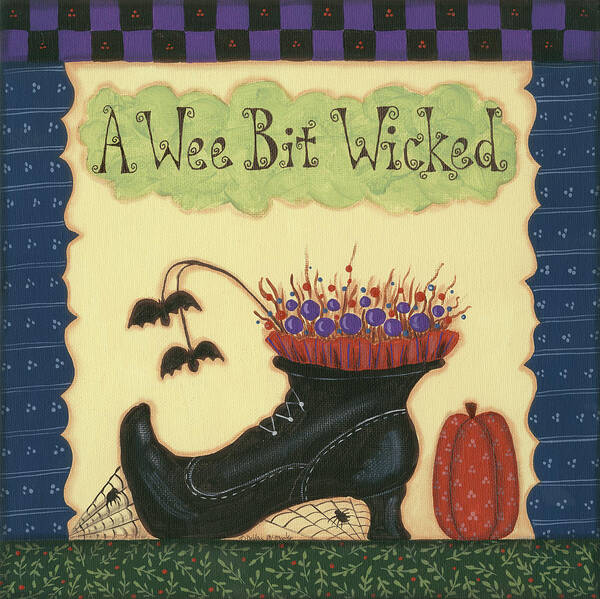 A Wee Bit Wicked Art Print featuring the painting A Wee Bit Wicked by Debbie Mcmaster