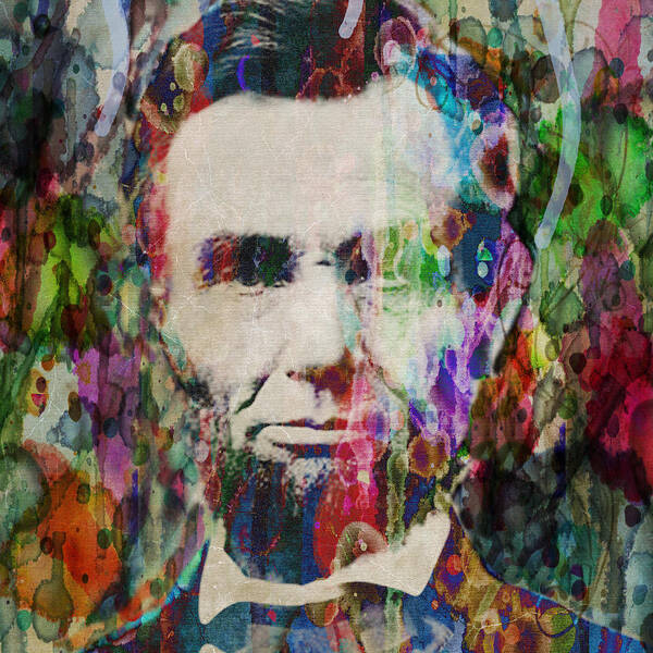 100 Dollars Art Print featuring the painting Abraham Lincoln Watercolor by Robert R Splashy ART by Robert R Splashy Art Abstract Paintings