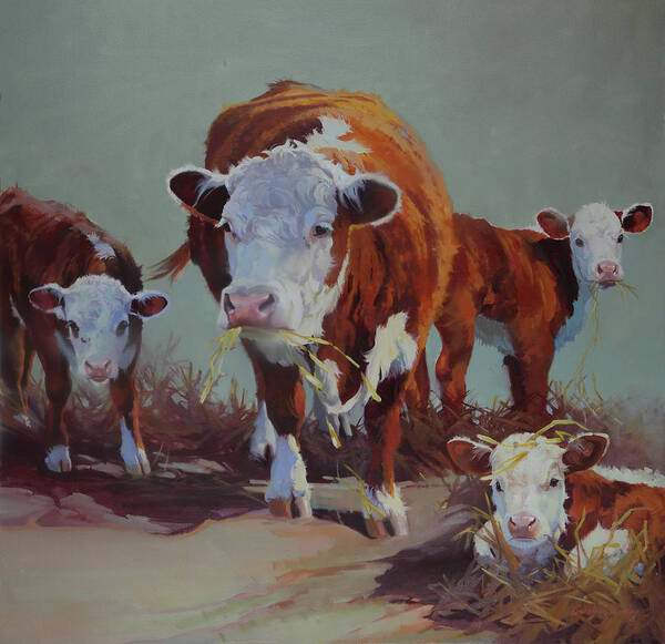 Farm Animals Art Print featuring the painting Babysitter II by Carolyne Hawley