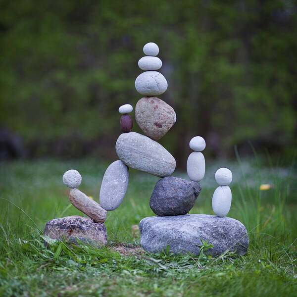Meditation Zen Yoga Mindfulness Stones Nature Land Art Balancing Sweden Art Print featuring the sculpture Balancing art #49 by Pontus Jansson