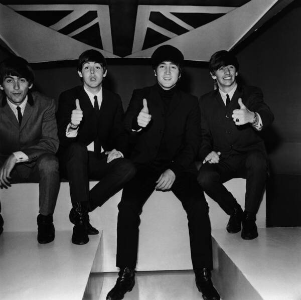 People Art Print featuring the photograph Beatles Thumbs Up by Jim Gray