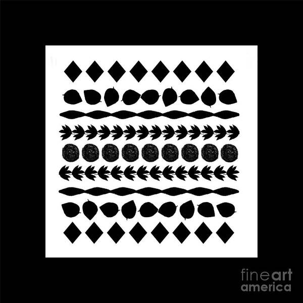 Black Art Print featuring the digital art Black Silhouette Motif for Pillows by Delynn Addams