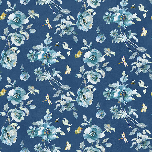 Bee Art Print featuring the mixed media Blues Of Summer Pattern Ib by Danhui Nai