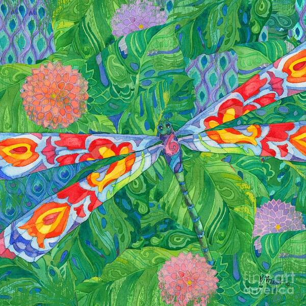 Dragonfly Art Print featuring the painting Boho Dragonfly by Paul Brent