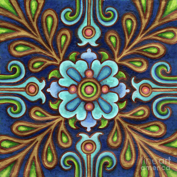 Ornamental Art Print featuring the painting Botanical Mandala 9 by Amy E Fraser