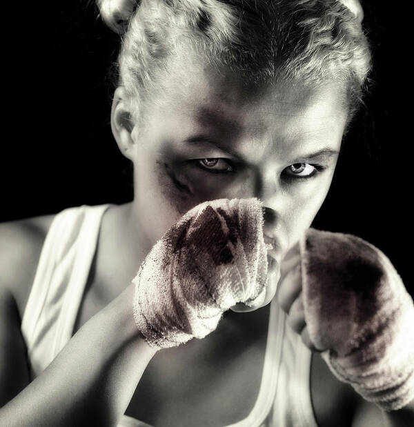 Toughness Art Print featuring the photograph Boxing Girl by ...