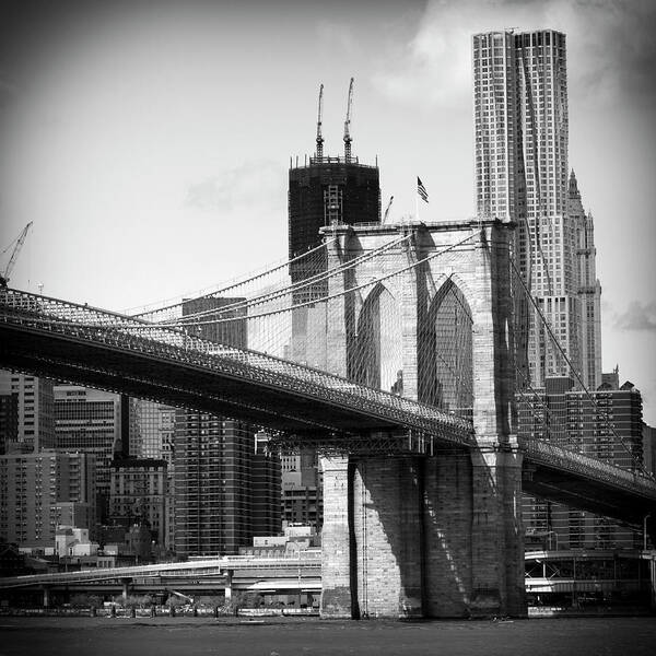 Downtown District Art Print featuring the photograph Brooklyn Bridge by Rocksunderwater