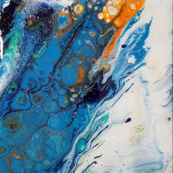 Blue Art Print featuring the painting Bubbling Up by Allison Fox