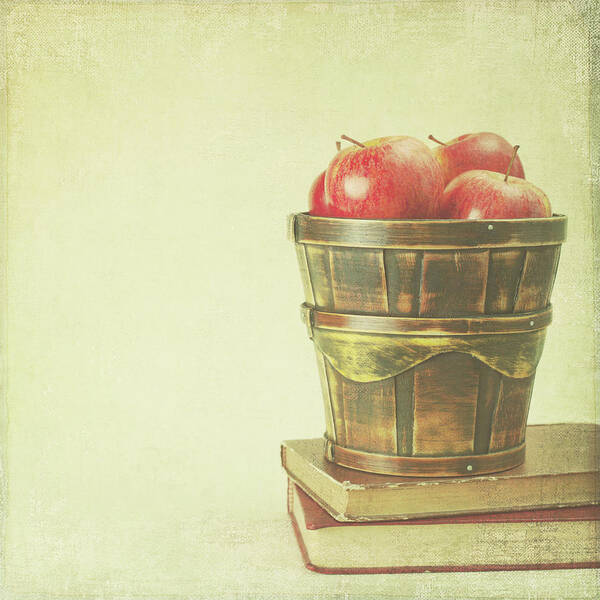 Hardcover Book Art Print featuring the photograph Bucket Full Of Apples by Andrea Carolina Photography