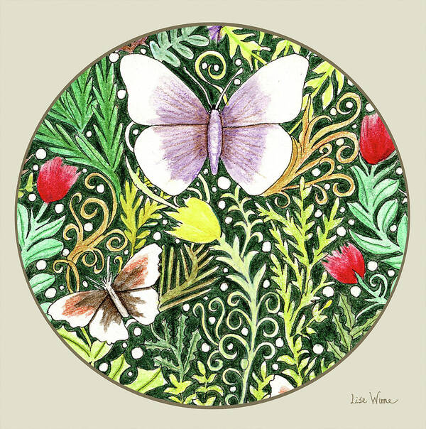 Lise Winne Art Print featuring the mixed media Butterflies by Lise Winne