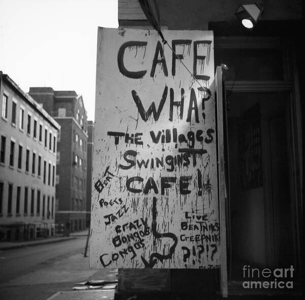 Greenwich Village Art Print featuring the photograph Cafe Wha Sign In Greenwich Village by Bettmann