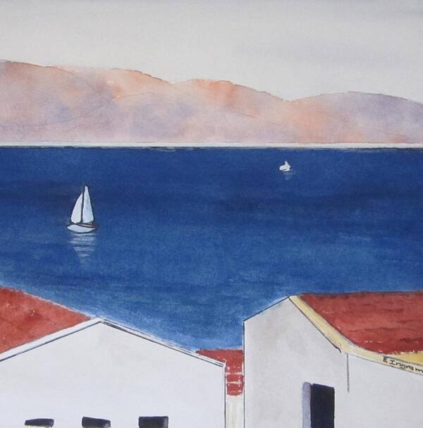 Sea Art Print featuring the painting Calm Waters by Elvira Ingram