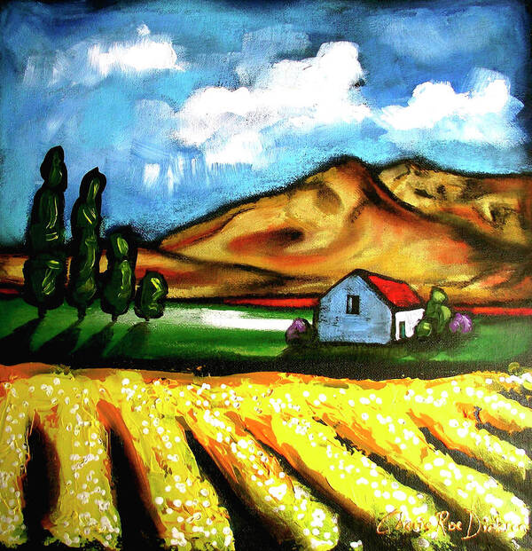 Canola Field Art Print featuring the painting Canola Fields by Cherie Roe Dirksen