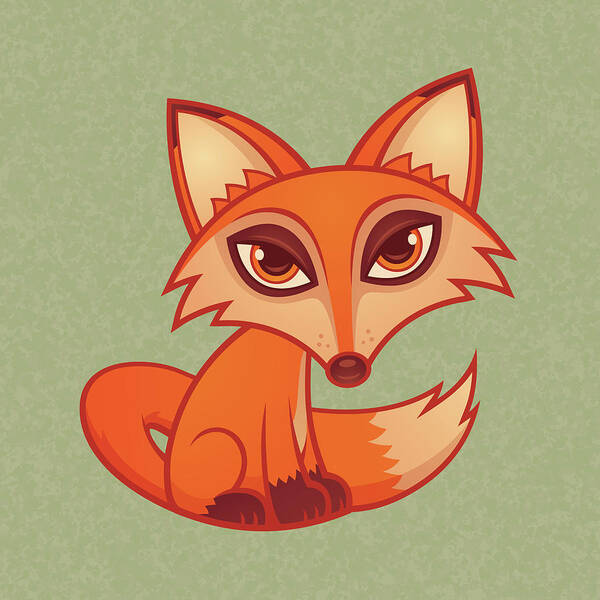 Animal Art Print featuring the digital art Cartoon Red Fox by John Schwegel
