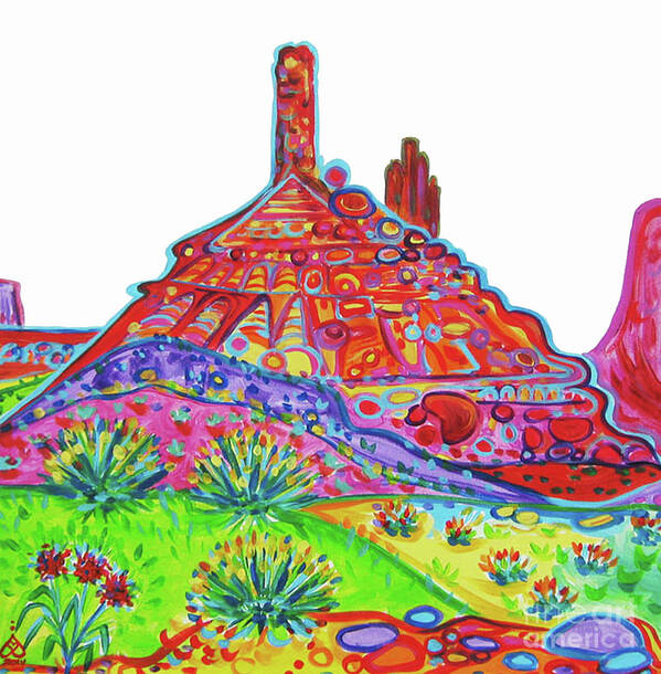 Rachel Houseman Art Print featuring the painting Castle Rock Peak by Rachel Houseman