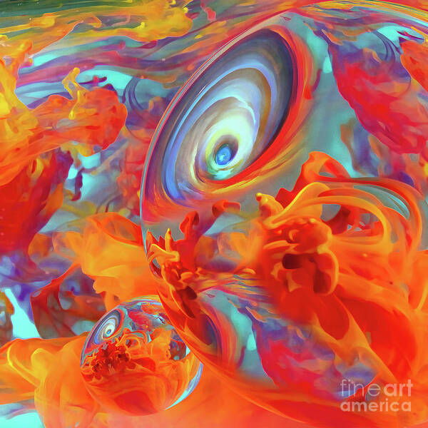 Abstract.bright Colors Art Print featuring the mixed media Chaos by Jacky Gerritsen