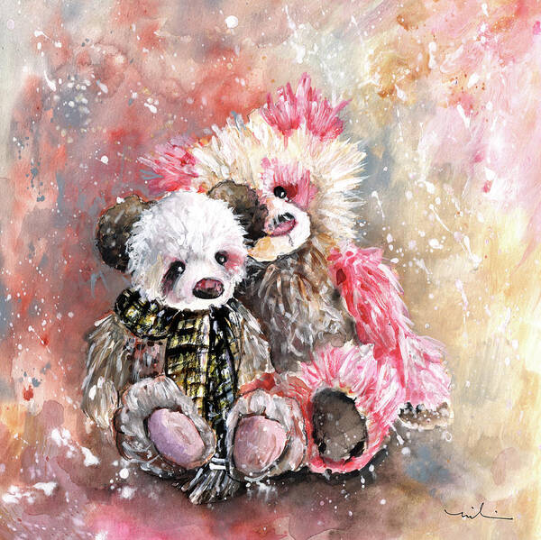 Teddy Art Print featuring the painting Charlie Bear Lola And Miss Haversham by Miki De Goodaboom