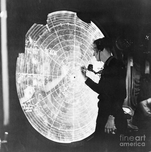 Young Men Art Print featuring the photograph Charting Radar Information by Bettmann