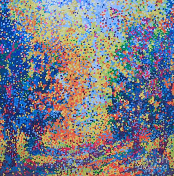 Chmie Potique Neopointillism Art Print featuring the painting Chemie Poetique by Santina Semadar Panetta