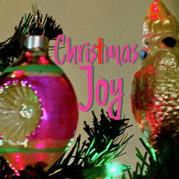 Christmas Joy Art Print featuring the photograph Chris-t-Mas Joy Vintage Ornaments by Debra Grace Addison