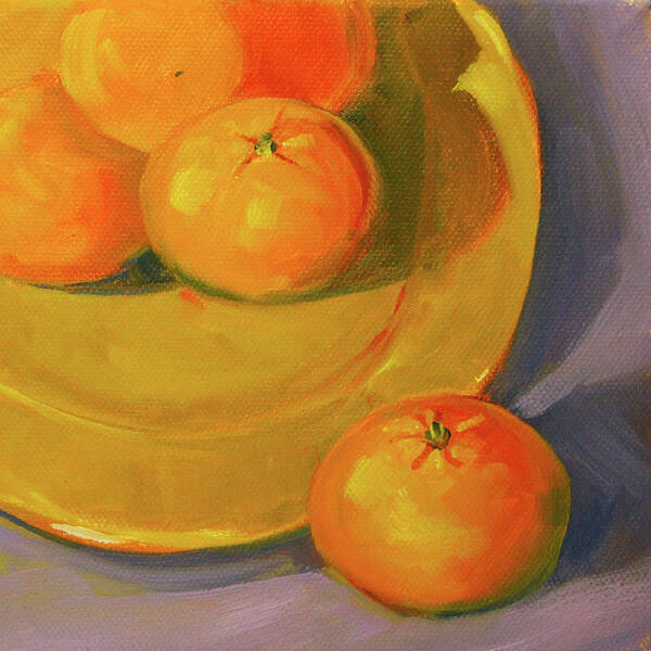Tropical Fruit Art Print featuring the painting Clementine 3 by Nancy Merkle