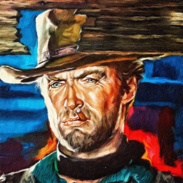 Clint Eastwood Art Print featuring the painting Clint Eastwood, portrait by Vincent Monozlay