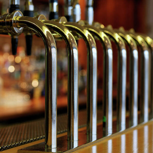 Copper Art Print featuring the photograph Close-up Of Bar Taps by Stockbyte