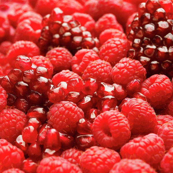 Vitamin Art Print featuring the photograph Close Up Of Fresh Raspberries And by Andrew Bret Wallis