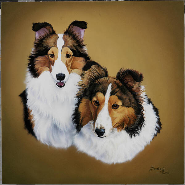 Collies 1 Art Print featuring the painting Collies 1 by Jenny Newland