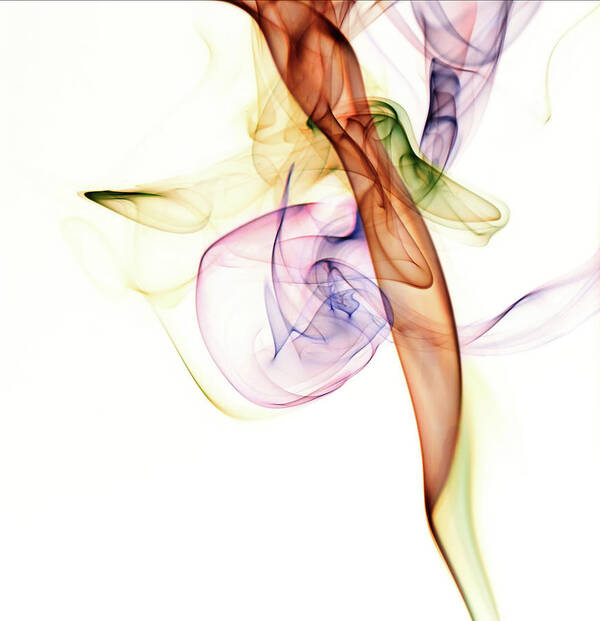 White Background Art Print featuring the photograph Colored Smoke In White Background by Enrique Pellejer