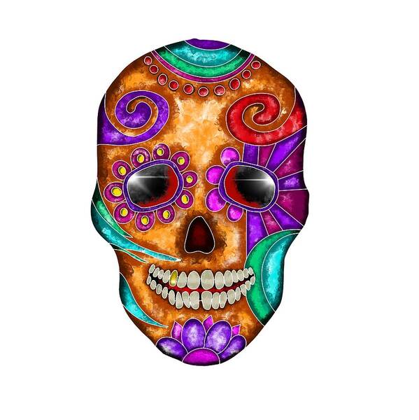 Colorful Art Print featuring the painting Colorful abstract skull by Patricia Piotrak