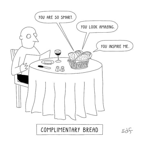 Captionless Art Print featuring the drawing Complimentary Bread by Seth Fleishman