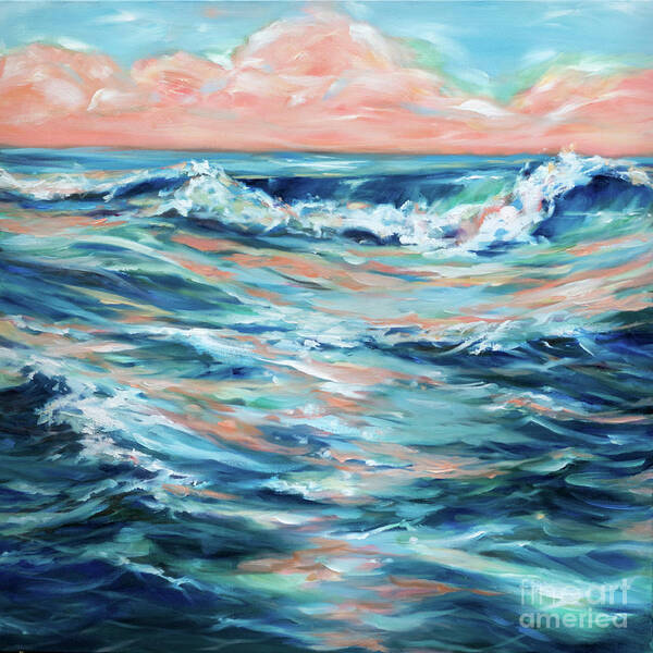 Ocean Art Print featuring the painting Coral Reflections by Linda Olsen