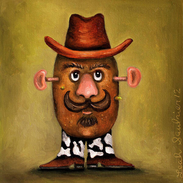Cowboy Potato Head Art Print featuring the painting Cowboy Potato Head by Leah Saulnier