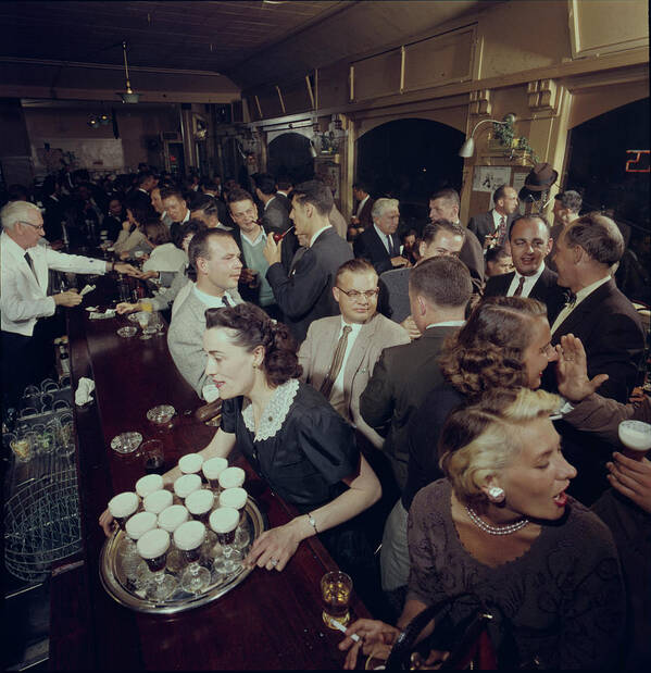 People Art Print featuring the photograph Crowded Night At The Buena Vista Bar by Nat Farbman