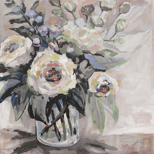 Bouquets Art Print featuring the painting Delighted Greige by Jeanette Vertentes