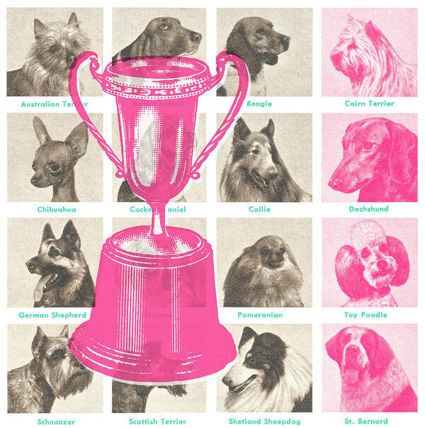 Accomplish Art Print featuring the drawing Dog show trophy by CSA Images