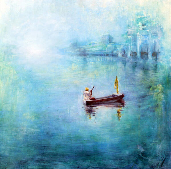 Punjab Art Print featuring the painting Downstream #1 by Art of Raman