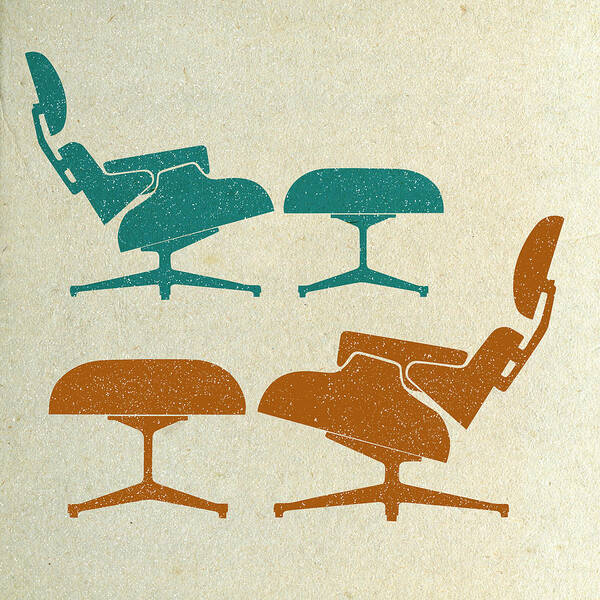 Mid-century Art Print featuring the digital art Eames Lounge Chairs II by Naxart Studio