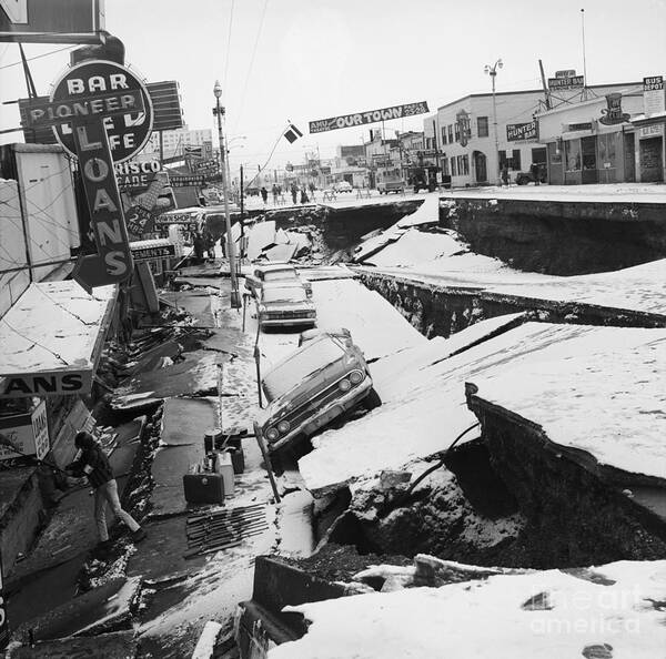 People Art Print featuring the photograph Earthquake Damage In Anchorage by Bettmann