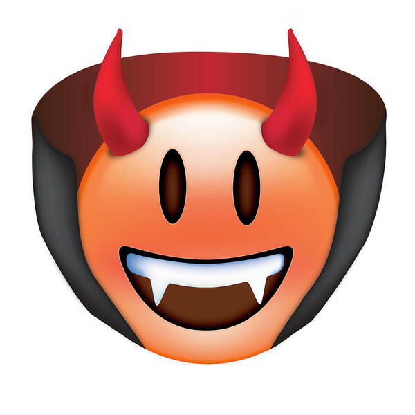 Halloween Emoji Vampire Art Print featuring the digital art Emoji Big Smile Vampire by Ali Lynne